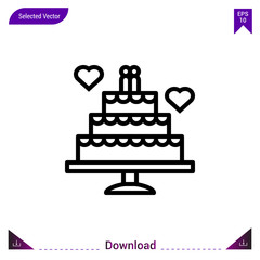 wedding-cake vector icon. Best modern, simple, isolated, flat icon for website design or mobile applications, UI / UX design vector format