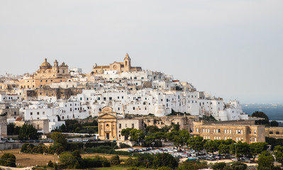 Fototapeta premium Panoramic view of the white and old city of Ostuni, Apulia, South Italy
