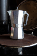 Moka pot on a stove