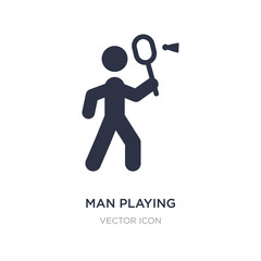 man playing badminton icon on white background. Simple element illustration from Sports concept.