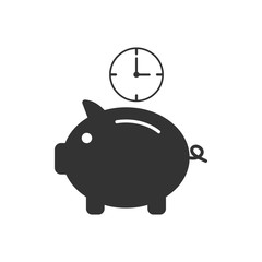 Money saving, time icon. Vector illustration, flat design.