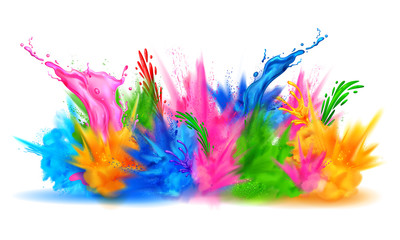 Obraz premium colorful Happy Holi background for color festival of India celebration greetings