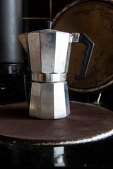 Moka pot on a stove