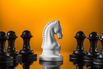 Emphasis on the knight chess piece
