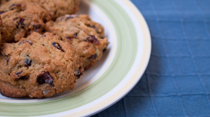 Plate of homemade cranberry chocolate chip cookies