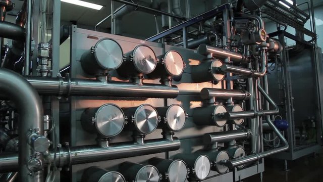 many pipes and valves in the factory