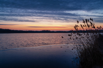 Poranek nad stawami. Stawy Dojlidzkie. Kolorowy i słoneczny  poranek