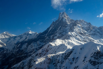 Obraz premium View of Machapuchare or Fishtail Mountain