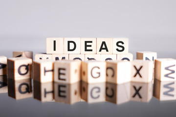 Ideas word cube on reflection