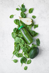 Green Smoothie Bottle with ingredients