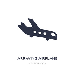 arraving airplane icon on white background. Simple element illustration from Transport concept.