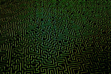 The maze is like an abstract three-dimensional pattern of psychedelic colors. 3D visualization,...