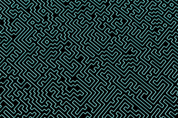 The maze is like an abstract three-dimensional pattern of psychedelic colors. 3D visualization, illustrations. I