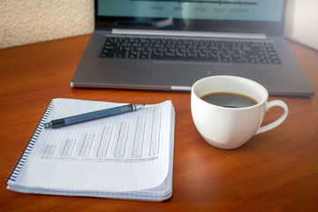 business plan coffee and laptop