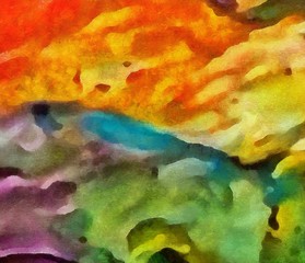 Abstract background in mixed colors. Oil and watercolor design elements. Design template for covers, posters and banners. Simple macro close-up paint brush strokes.