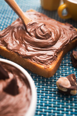 chocolate spread and a cup of coffee