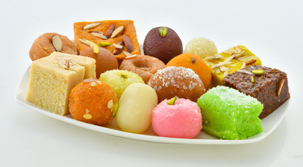 Mix Sweets in Dish, A large variety of Pakistani Mithai