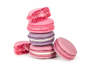 Obraz na płótnie Canvas Stack of french macaroons isolated on white