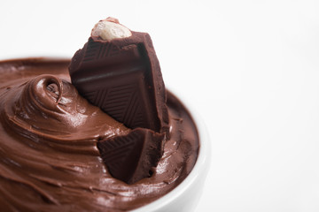 chocolate cocoa cream in a white bowl