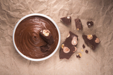 White bowl with chocolate cream