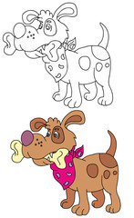 coloring pages for childrens with funny animals,dog with bone