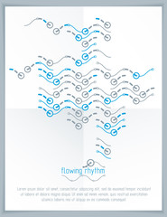 Abstract wavy lines rhythm pattern for use in graphic and web design. Vector technology flyer template.