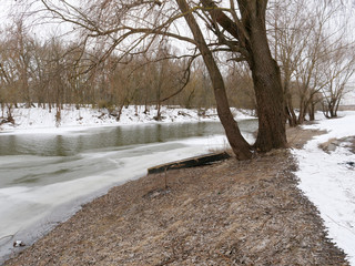 the beginning of spring. the river is free of ice.