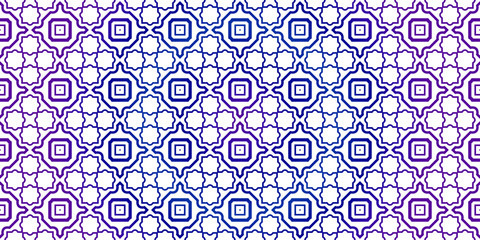 Vector Seamless Pattern With Abstract Traditional Geometric Style. Repeating Sample Figure And Line. Paper For Scrapbook. Blue purple gradient