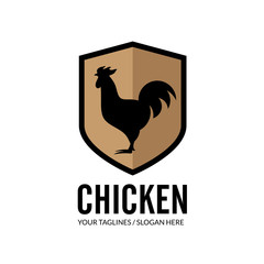 Fototapeta na wymiar roosters and shield illustration, simple Chicken Design elements for logo