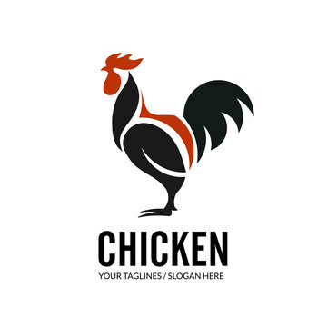 Roosters Illustration, Simple Chicken Design Elements For Logo