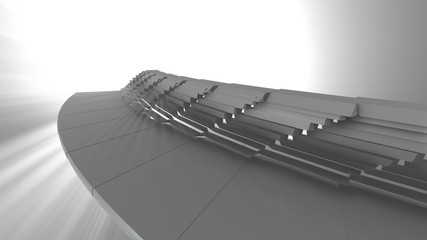 Obraz premium Abstrakcjonistyczna nowożytna futurystyczna architektura w kształcie round tubka tunel Z tomowym światłem. 3D renderowania tła ilustracji