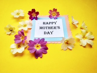 for Mother's Day holiday the inscription on paper and color flowers