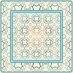 Obraz premium Decorative Ornament With Geometric Decoration. Symmetric Pattern . For Print Bandanna, Shawl, Tablecloth, Fabric Fashion, Scarf, Design