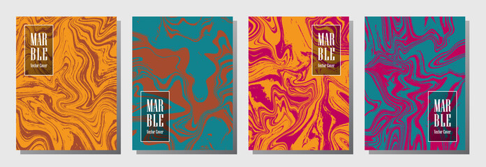 Stylish journal layouts set. Graphic design for binder template, corporate flyers. Annual report cover liquid layouts set. Flyer, presentation, report, journal, binder vectors, title place.