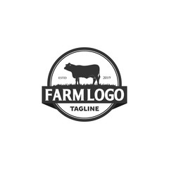 Vintage Angus Cattle Beef logo design inspiration -