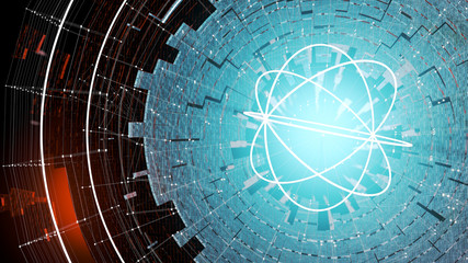 Fantastic space station Closeup Dyson sphere atom