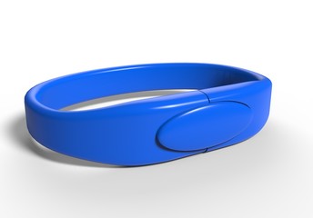 Blank Wristband USB Flash Drive  Promotional USB. 3d render illustration.