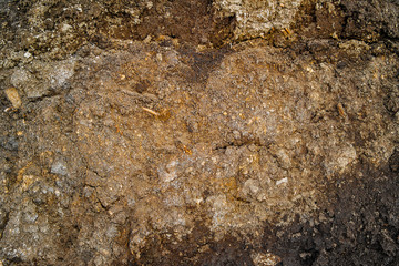 Closeup soil texture. Clay soil. Soil texture background. Abstract ground. Natural abstraction