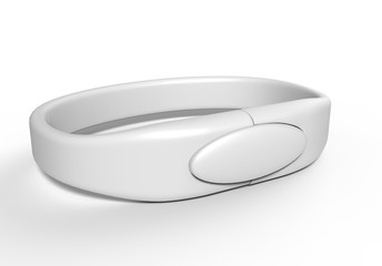 Blank Wristband USB Flash Drive  Promotional USB. 3d render illustration.