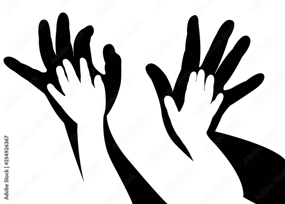 Sticker helping hands silhouette vector