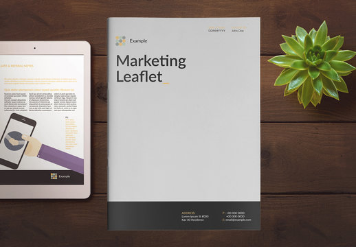 Marketing Booklet Layout with Yellow Accents
