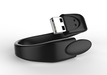 Blank Wristband USB Flash Drive  Promotional USB. 3d render illustration.
