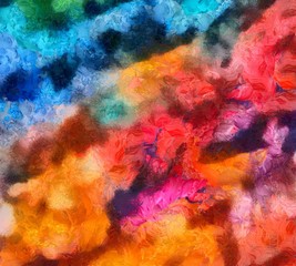 Fototapeta premium Creative abstract painting background in oil. Textured brush strokes of paint. Colorful design pattern. Artistic drawing grunge texture. Watercolor mixed fine art template for decoration. Vintage.