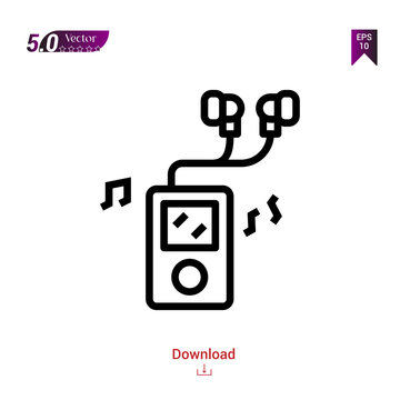 Outline ipod  icon isolated on white background. Best modern. Graphic design, mobile application, beauty icons 2019, user interface. Editable stroke. EPS10 format vector