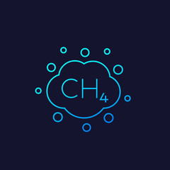 methane emissions, pollution linear icon