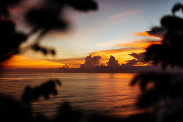 Sunset ocean horizon sky clouds sunset landscape for background