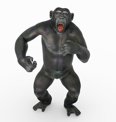 Obraz premium Schimpanse in kämpferischer Pose