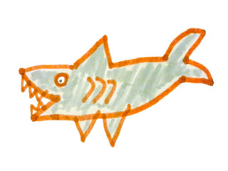Side View Shark Drawing Isolated