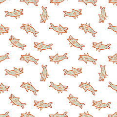 Sharks Drawing Motif Seamless Pattern