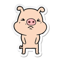 sticker of a cartoon grumpy pig